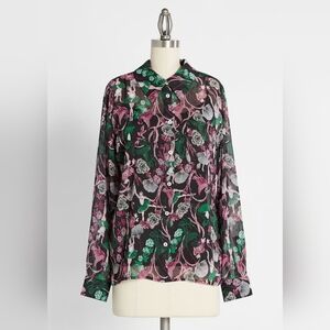 NWT ModCloth Swan Lake Soiree Button-Up Shirt Blouse